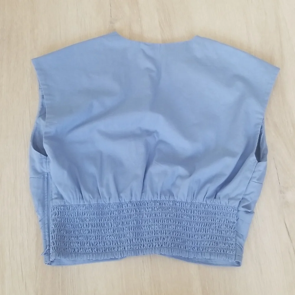 Abercrombie & Fitch Sky Blue Ruched Blouse - Picture 3 of 6